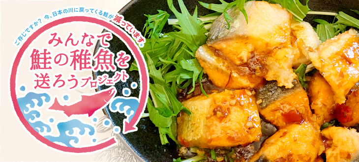 【めっちゃわかりやすい稚魚放流プロジェクト】学生・主婦の方必見！キッコーマンの「うちのごはん」を使った揚げずに作るサーモンの竜田風が簡単！おいしい！